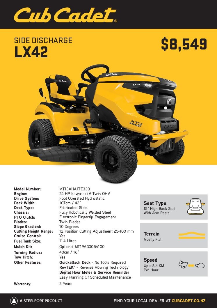 Cub Cadet LX42 KAWASAKI 24HP 42" SD