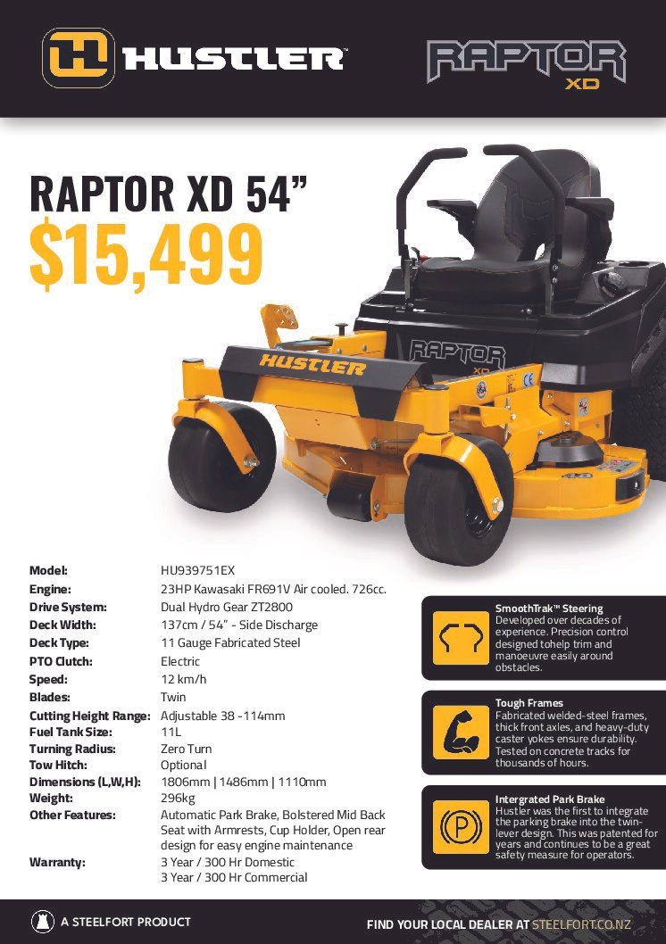 HUSTLER RAPTOR XD 54" SD