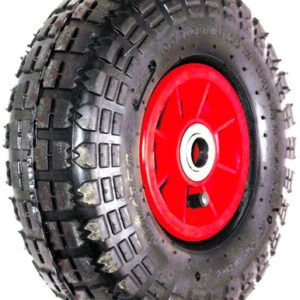 ASSEMBLY - 4"x55mm Red Plastic Rim, 410/350-4 2PR Block Tyre, 20mm Flange Bearings