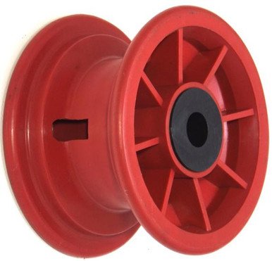 media__10516.1790040714.386.513 5"x55mm Red Plastic Rim, 35mm Bore, 70mm Hub Length, 35mm x ¾" Nylon Bushes