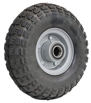 media__18746.1788122838.386.513 ASSEMBLY - 4"x2.50" 2-Pc Steel Rim, 410/350-4 Solid Rubber Tyre, 20mm HS Bearings