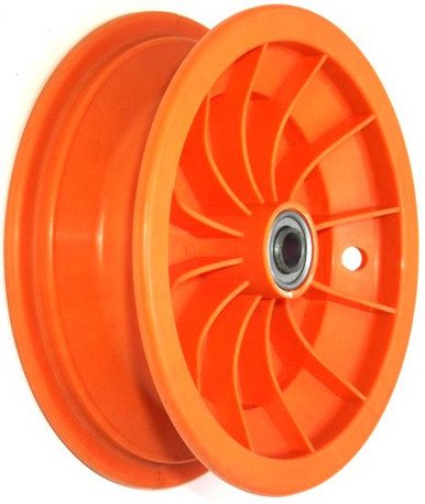 media__26444.1790040555.386.513 8"x65mm Red Plastic Rim, 35mm Bore, 70mm Hub Length, 35mm x ½" Flange Bearings