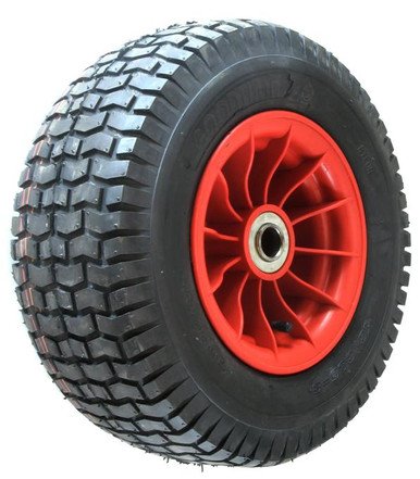 ASSEMBLY - 8"x4Â¾" Plastic Rim, 2" Bore, 16/650-8 4PR V3502 Turf Tyre, Â¾" Flange Bearings