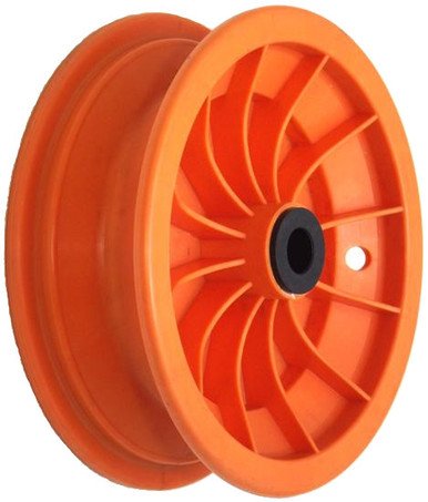 media__32698.1790040552.386.513 8"x65mm Red Plastic Rim, 35mm Bore, 70mm Hub Length, 35mm x ¾" Nylon Bushes
