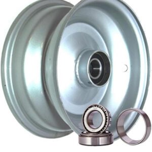 media__33193.1788123359.386.513 8"x3.75" Steel Rim, 52mm Bore, 85mm Hub Length, 52mm x 25mm High Speed Taper Bearings + Hubcap (Pre-assembled)