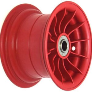 media__34354.1790040412.386.513 8"x4¾" Red Plastic Rim, 2" Bore, 102mm Hub Length, 2" x ¾" Flange Bearings