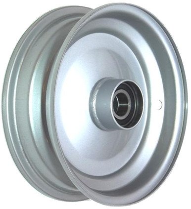 media__37998.1790039929.386.513 8"x2.50" Steel Rim, 52mm Bore, 85mm Hub Length, 52mm x 1" High Speed Bearings + Hubcap (Pre-assembled)