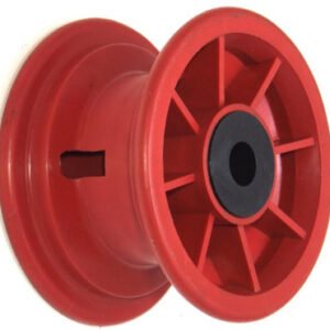 media__50451.1788127510.386.513 5"x55mm Red Plastic Rim, 35mm Bore, 70mm Hub Length, 35mm x ½" Nylon Bushes