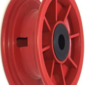 media__53916.1790040546.386.513 8"x65mm Red Plastic Rim, 2" Bore, 70mm Hub Length, 2"x1" Nylon Bushes