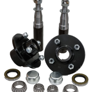 Hub Set, 1500Kg, 4-stud, 4" PCD, Cast Steel, High Speed Taper Roller Bearings