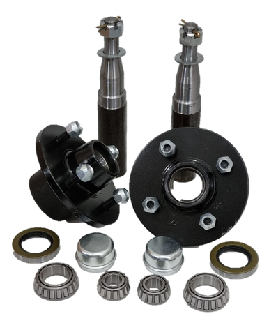Hub Set, 1500Kg, 4-stud, 4" PCD, Cast Steel, High Speed Taper Roller Bearings
