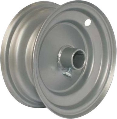 media__62564.1788124026.386.513 6"x65mm Steel Barrow Rim, 1" Plain Bore, 75mm Hub Length, Locking Stud