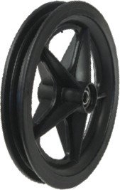 media__64261.1788124502.386.513 8" Black Plastic Golf Spoke Rim, 1-1/8" Bore, 70mm Hub Length, 12.5mm (½") Flange Bearings