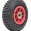 ASSEMBLY - 4"x55mm Red Plastic Rim, 250-4 2PR Military Tyre, 16mm Flange Bearings