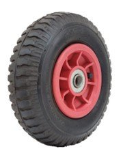 ASSEMBLY - 4"x55mm Red Plastic Rim, 250-4 2PR Military Tyre, 16mm Flange Bearings