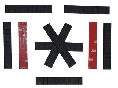 media__65365.1788123630.386.513 BOX OF 50 STRIPS - Stick-on Lead Wheel Weights 5g/10g x4, Black Coated
