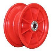 media__68254.1788127501.386.513 6"x63mm Red Plastic Rim, 35mm Bore, 88mm Hub Length, 35mm x 16mm Flange Bearings