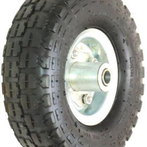 ASSEMBLY - 4" 2-Pc Steel Rim, Offset Hub, 410/350-4 Block Tyre, 16mm Flange Bearings -To Suit Chinese Trolleys