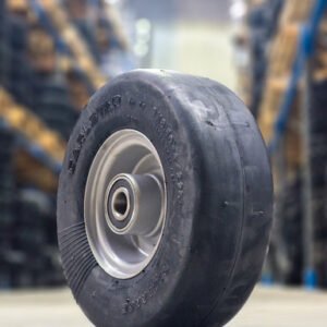 media__70250.1790042886.386.513 ASSEMBLY - 4"x2.10" Grey Steel Rim, 9/350-4 Solid Smooth Tyre, 20mm 6204 High Speed Bearings, (Reliance) (Mower Decks), (Pre-assembled)