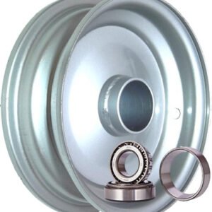 media__70974.1788123435.386.513 8"x2.50" Steel Rim, 52mm Bore, 85mm Hub Length,52mm x 25mm High Speed Taper Bearings + Hubcap (Pre-assembled)