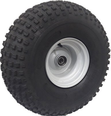 media__73340.1788125126.386.513 BUNDLE ASSY (2x) - 8"x7.00" Galv Rim, 22/11-8 4PR P323 Knobbly Tyre, 25mm HS Bearings + 2 x Stub Axles