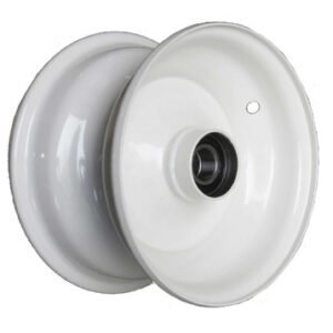 media__78353.1788124136.386.513 8"x3.75" White Steel Rim, 52mm Bore, 85mm Hub Length, 52mm x 25mm High Speed Bearings