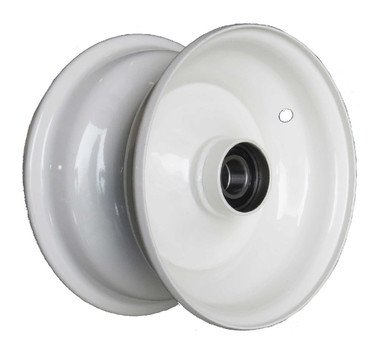 media__78353.1788124136.386.513 8"x3.75" White Steel Rim, 52mm Bore, 85mm Hub Length, 52mm x 25mm High Speed Bearings