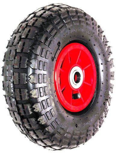 media__91147.1788123462.386.513 ASSEMBLY - 4"x55mm Red Plastic Rim, 300-4 Solid PU Diamond Tyre, 20mm Bushes - Pre-assembled