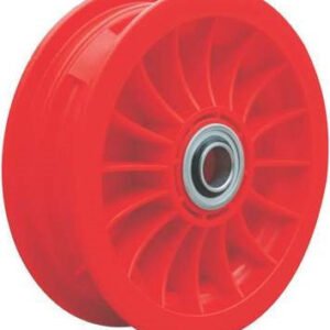 media__93631.1790042903.386.513 8"x65mm Red Plastic Rim, 2" Bore, 70mm Hub Length, 2"x1" Flange Bearings