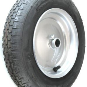 media__99660.1788126821.386.513 ASSEMBLY - 8"x65mm Steel Rim, 1" Plain Bore, 75mm Hub Length, Locking Stud, 300-8 4PR V6635 Universal Block Barrow Tyre